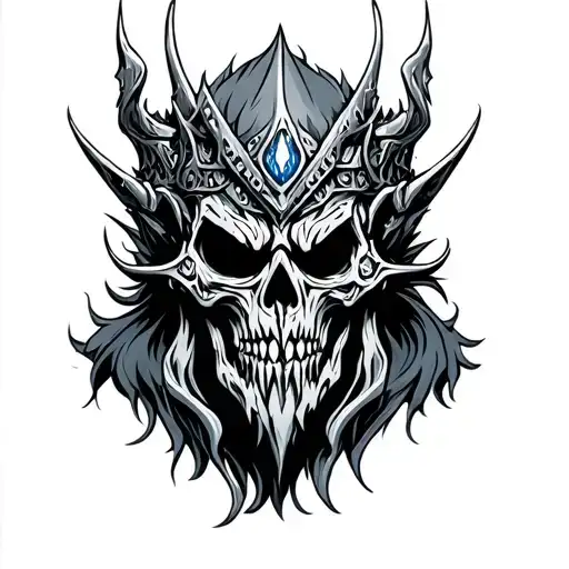 lich king in smaoke tattoo design idea