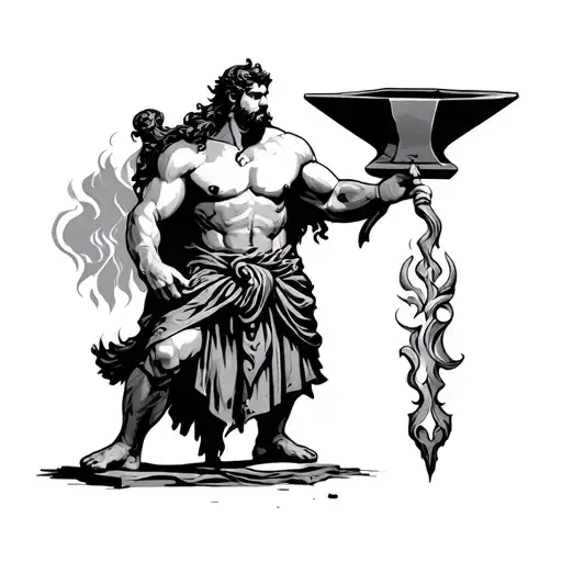 Hephaestus with anvil  tattoo design idea