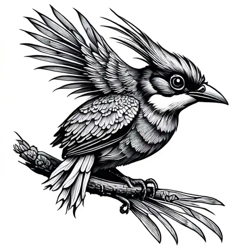 quetzal bird but ran tattoo design idea