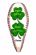 "Logan,Shani, Conner " baseball 4 leaf clover tattoo design idea