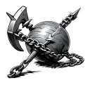flail spiked ball with chain and handle tattoo design idea