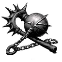 flail spiked ball with chain and handle tattoo design idea