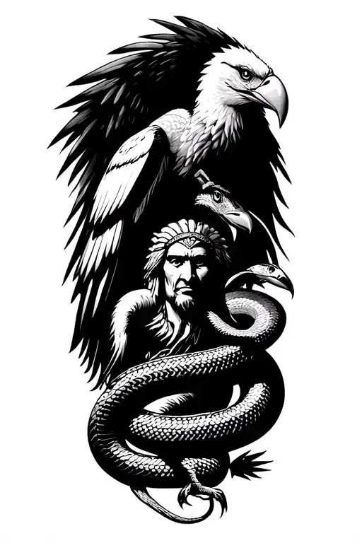 Inca trilogy with Madchupichu, the condor the Puna and the snake. Manco Capac in the middle. tattoo design idea