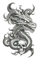 snake phoenix skull devil wolf Chinese mindset tattoo design idea