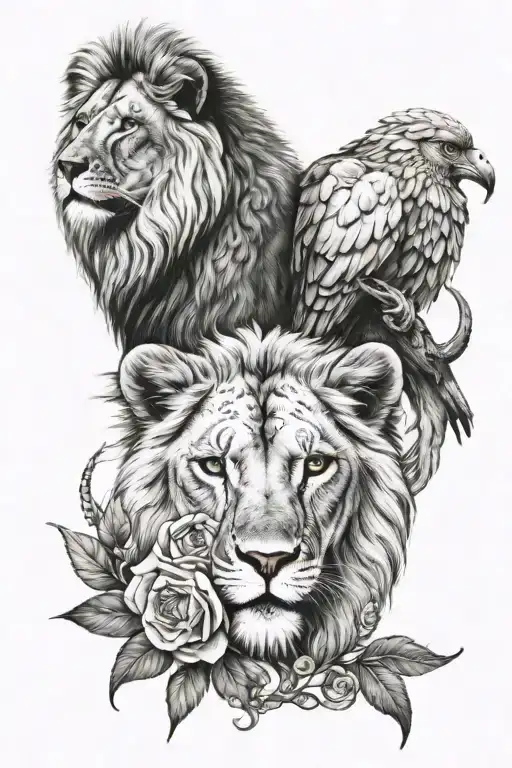 lions head, and lamb, dove. and cross tattoo design tattoo design idea