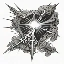 light rays coming light emanating light shining sun light strike thunder ضَوْئِيَّة tattoo design idea