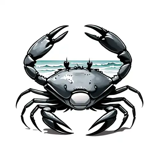 crab on the beach tattoo design idea