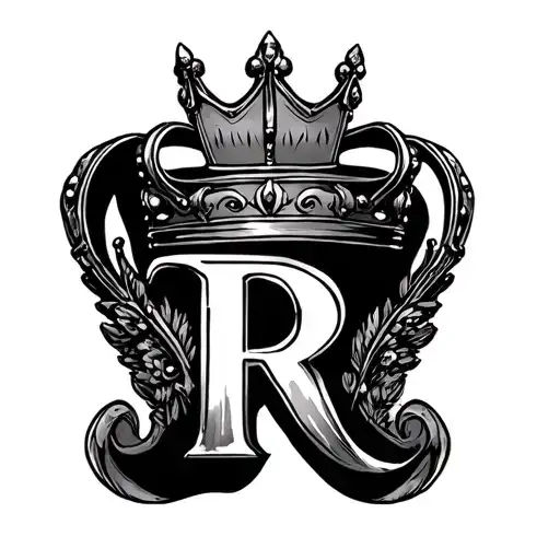 crown with R  tattoo design idea