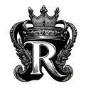 crown with R  tattoo design idea