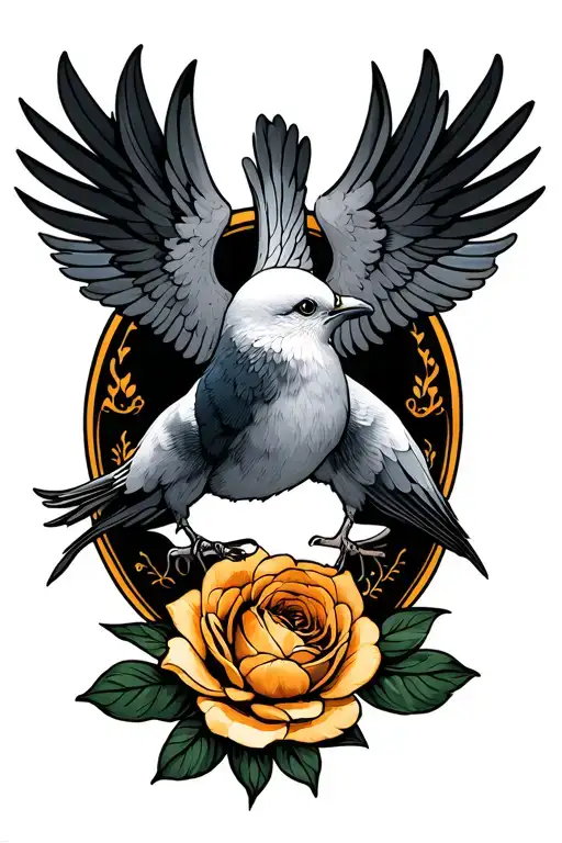 rest in peac JR inside of a dove tattoo design idea