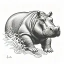 realistic hippo tattoo design idea