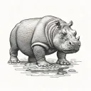 realistic hippo tattoo design idea