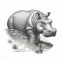 realistic hippo tattoo design idea