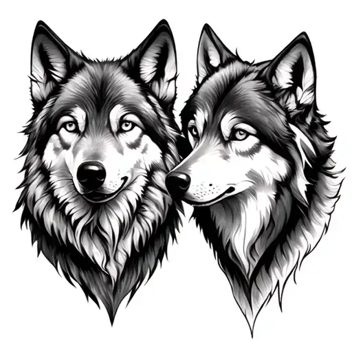 Wolf Couple tattoo design idea