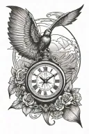 adventure paragliding clock tattoo design idea