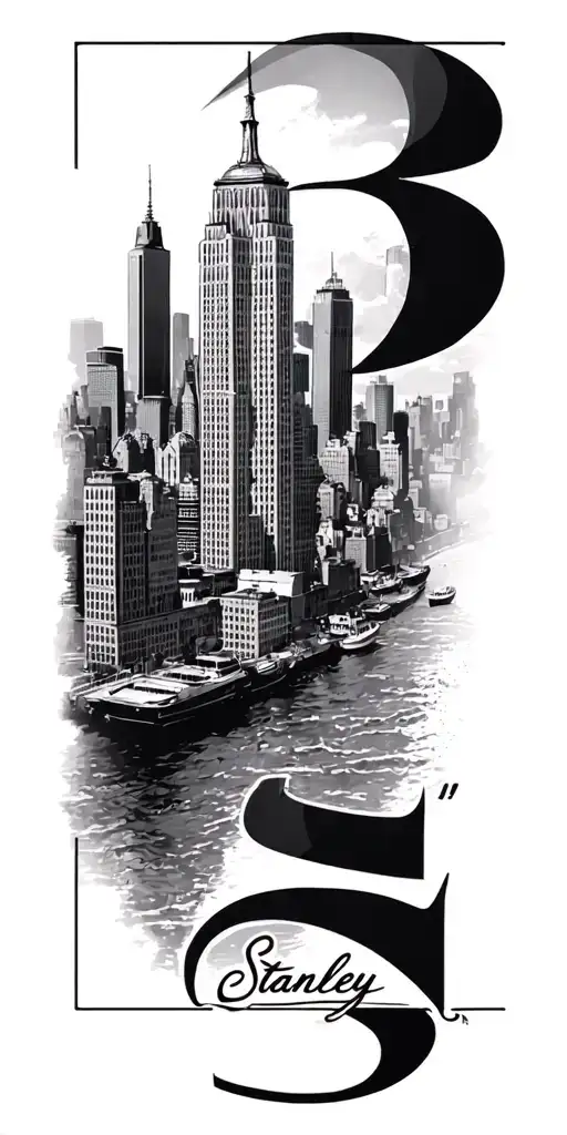 "Stanley " New York skyline tattoo design idea