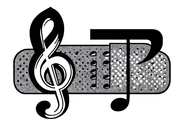 a bandaid with trebel clef staff notation in the key of A flat major, containing an F minor chord, in the middle tattoo design idea