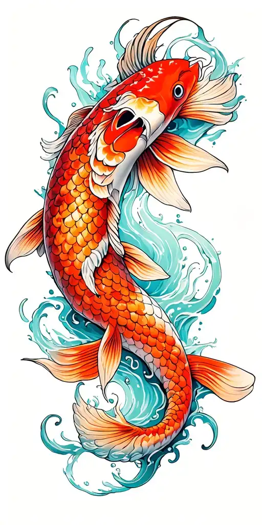 koi fish and kraken sleeve tattoo tattoo design idea