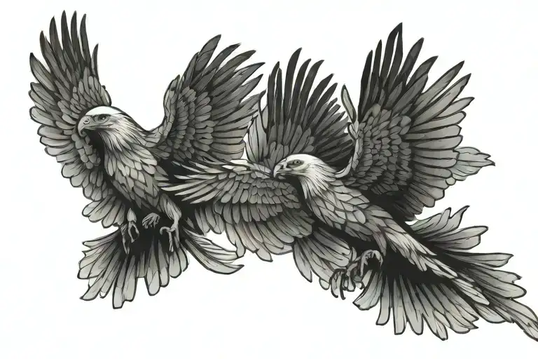 doves swarming eagle tattoo design idea