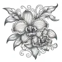 cattleya flower with vines tattoo design idea