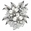 cattleya flower with vines tattoo design idea