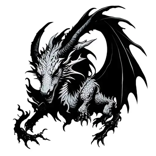 Decaying Aries Dragon emerging from the depths tattoo design idea