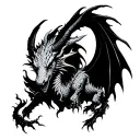 Decaying Aries Dragon emerging from the depths tattoo design idea