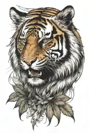 tiger head, eagle, maple leafs tattoo design idea