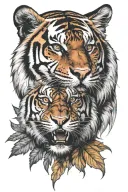 tiger head, eagle, maple leafs tattoo design idea