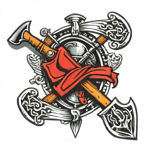 rifle and shovel crossed tattoo design idea