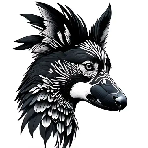 black cockatoo and dingo indigenous body painting tattoo design idea