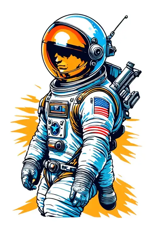 buck rogers style spaceman tattoo design idea