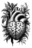 Brain vs. heart tattoo design idea