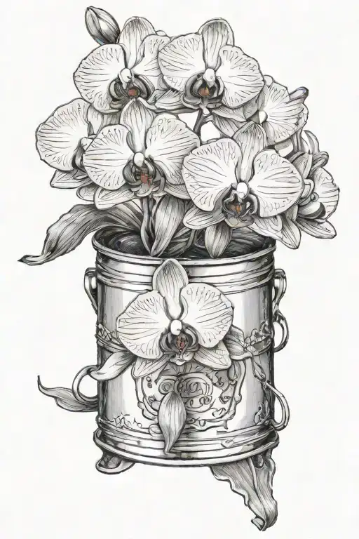 orchid growing from an oil can tattoo design idea