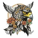 hawk and third eye tattoo design idea