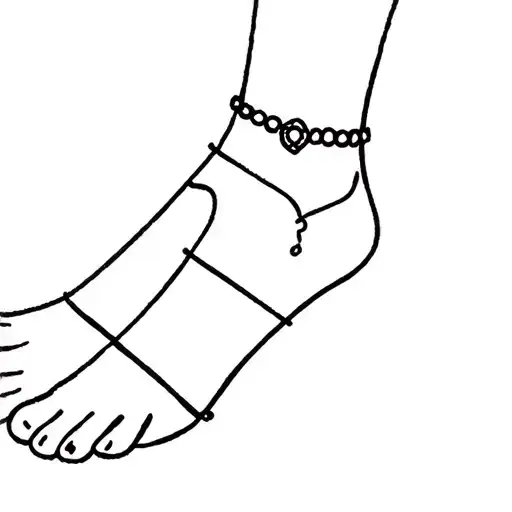 a simple anklet with a bracelet and unn15 on the outside of the leg and a piglet on the inside tattoo design idea
