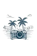 Camera, music, palm trees, highway, Florida tattoo design idea