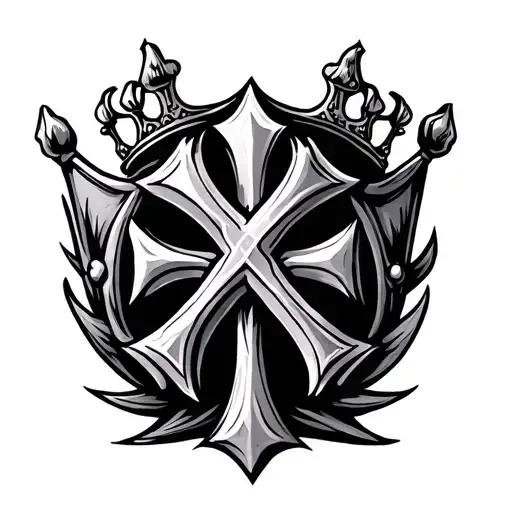 cross and crown tattoo design idea