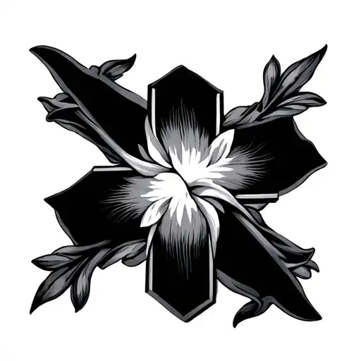 iris and Maltese cross tattoo design idea