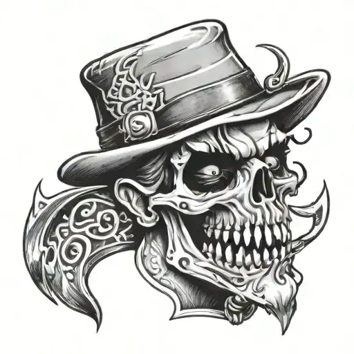 Image for an adult tattoo that has Bandit who is Bluey's dad with some dark or metal tones tattoo design idea