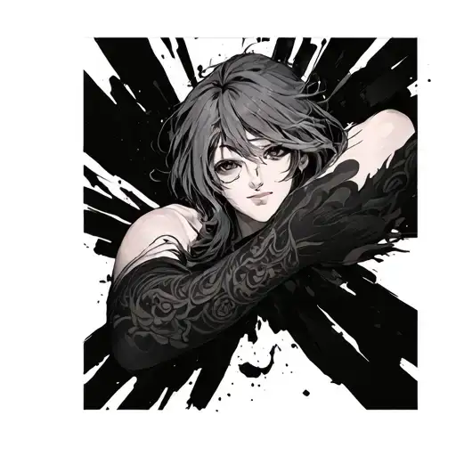 anime manga panel full arm sleeve tattoo design idea