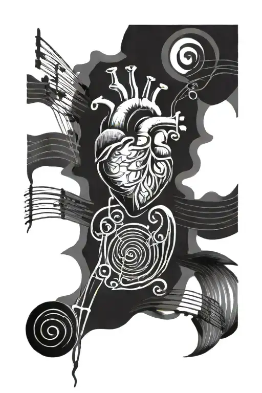 heart tattoo with music themed tattoo tattoo design idea
