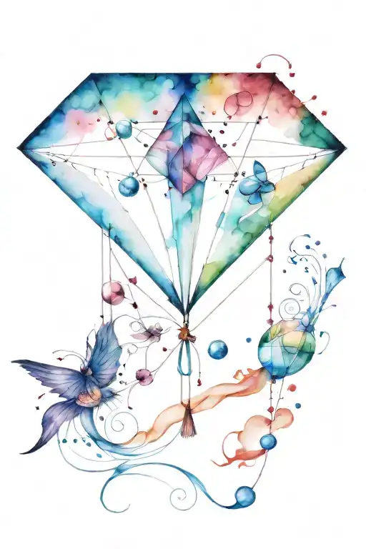 Kite, marbles, colors, ink tattoo design idea