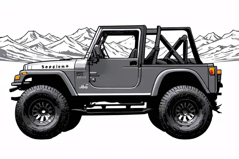 90s jeep wrangler tattoo design idea