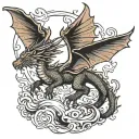 dragon flying tattoo design idea