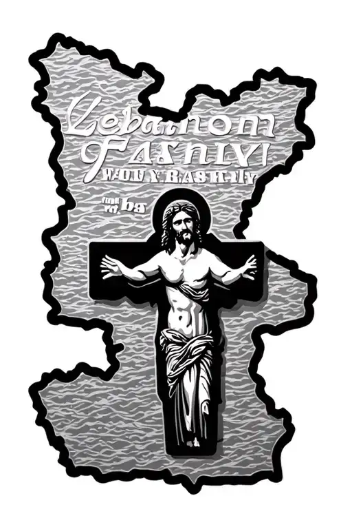 lebanon country map, love of family, jesus cross tattoo design idea