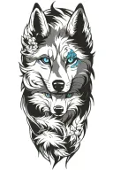 cherokee wolf puppy blue eyes anime tattoo design idea