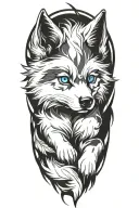 cherokee wolf puppy blue eyes anime tattoo design idea