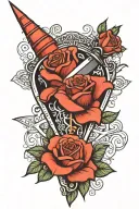Dagger with a Heart and Rose Morph tattoo design idea