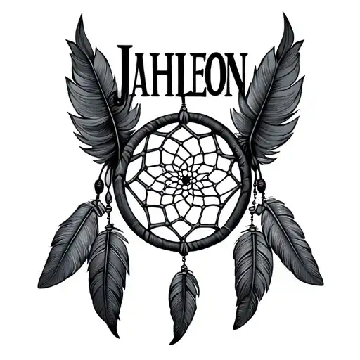 "JAHLEON" Dream catcher tattoo design idea